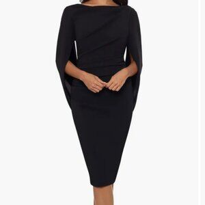 Betsy & Adam Cape Sleeve Crepe Sheath Dress. Size 6